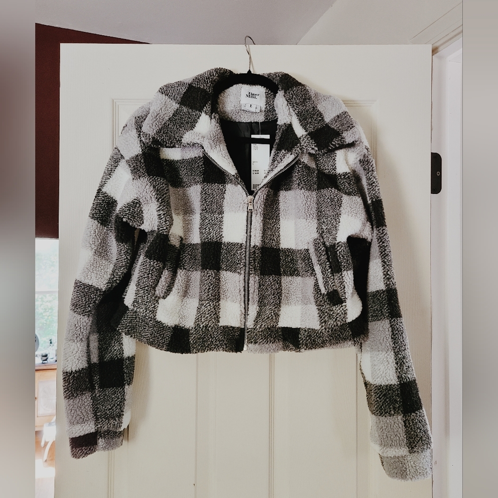 Tiger Mist cropped fleece bomber jacket NWT